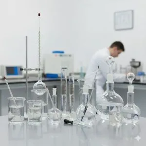 Etalonare măsuri de volum din sticlă (sticlărie de laborator)