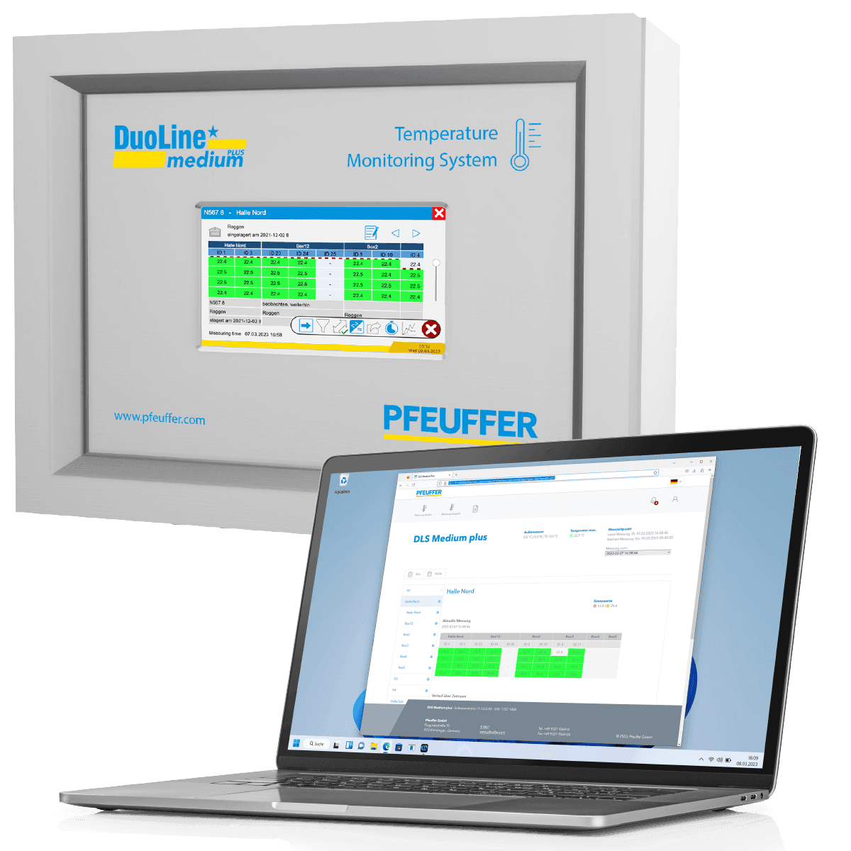 DuoLine STAR medium plus: sistem de monitorizare a temperaturii cu panou tactil , Pfeuffer
