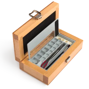 Set sârmă din oțel inoxidabil (1 mg - 500 mg), cutie din lemn, Radwag