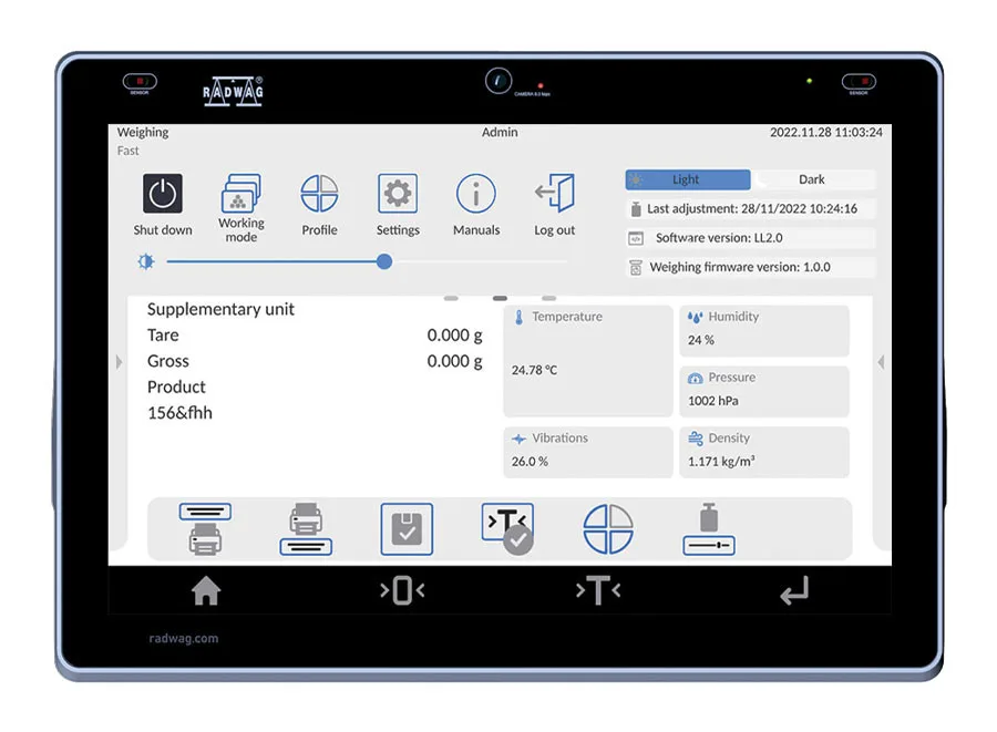 Balanța de precizie PS 600.5Y - ELLIPSIS cu ecran de 10 inch și verificare utilizator, Radwag - Image 7