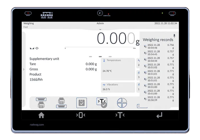 Balanța de precizie PS 600.5Y - ELLIPSIS cu ecran de 10 inch și verificare utilizator, Radwag - Image 3