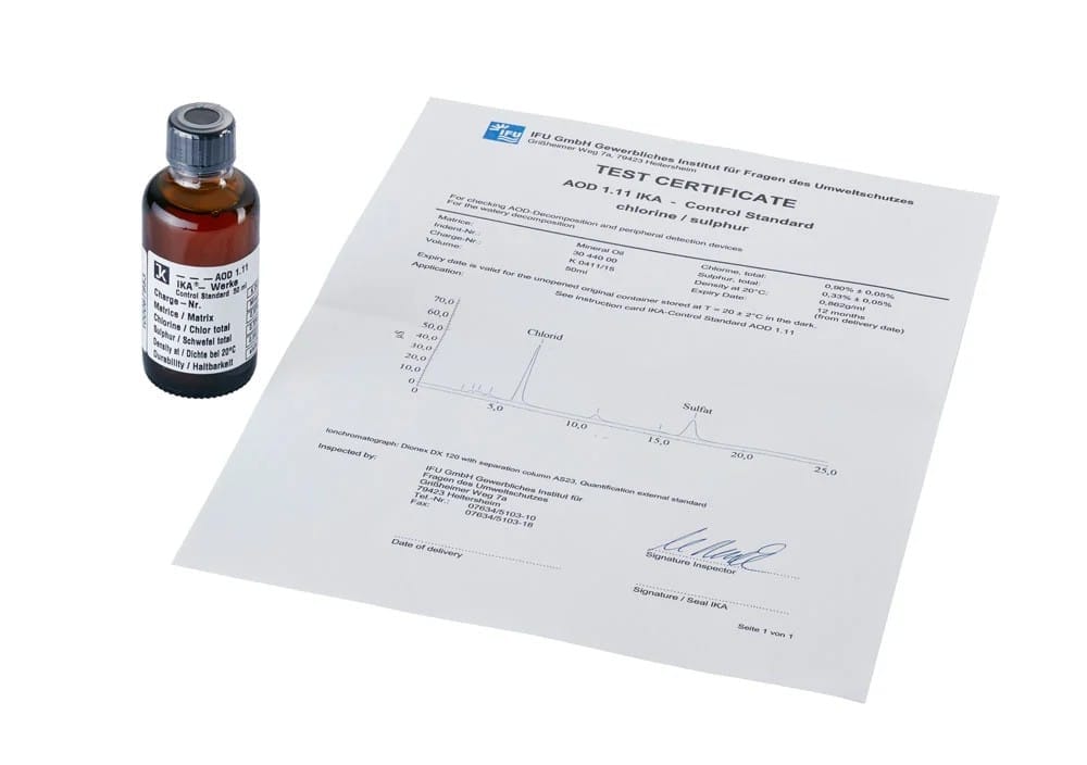 AOD 1.11-50 ml ulei mineral certificat cu conținut de sulf și clor, IKA