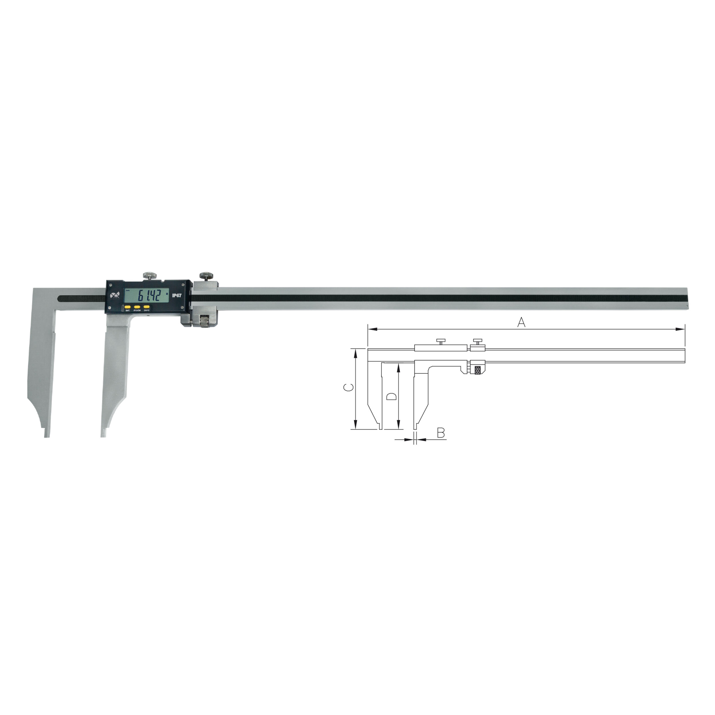 Șubler digital mare IP67 cu ieșire de date - imagine 2
