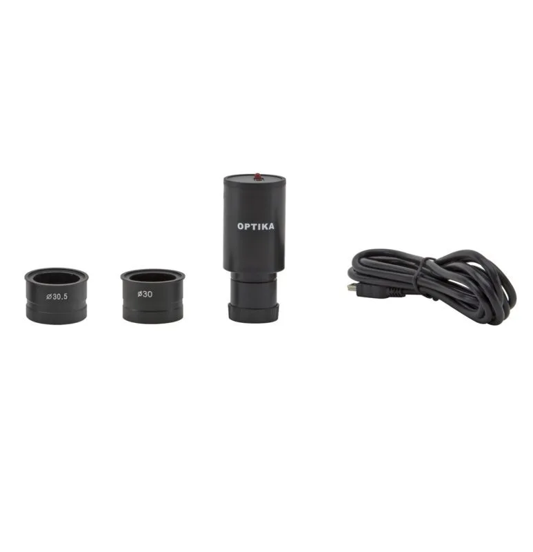Cameră digitală E2 cu senzor CMOS 2 MP, interfață USB 2.0, adaptoare universale pentru oculari, pentru capturarea de imagini prin microscoapele optice și sistemele de inspecție