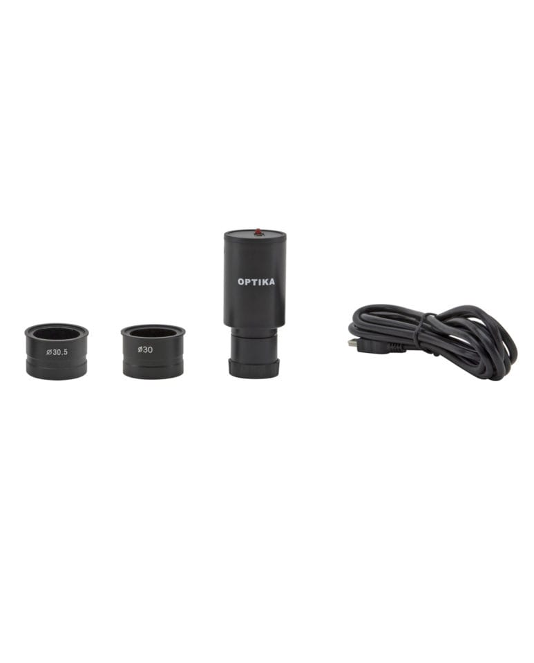 Cameră digitală E2 cu senzor CMOS 2 MP, interfață USB 2.0, adaptoare universale pentru oculari, pentru capturarea de imagini prin microscoapele optice și sistemele de inspecție