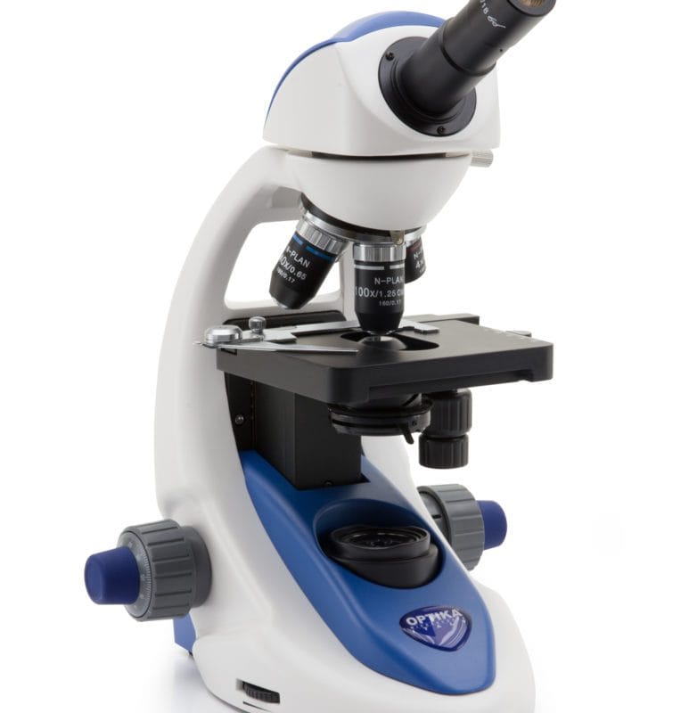 Microscop monocular cu câmp luminos, mărire 1000x, obiective PLAN pentru imagine plană, ocular monocular pentru observație detaliată