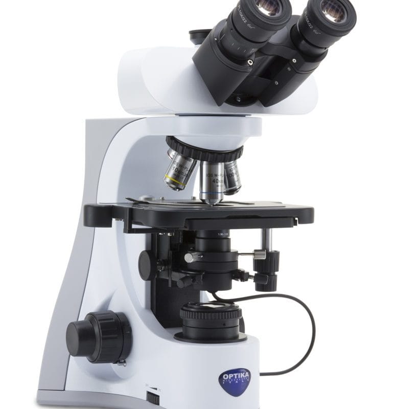Microscop trinocular B-510 cu câmp întunecat, mărire 1000x, obiective IRIS IOS PLAN, cap trinocular, iluminare în câmp întunecat, contrast înalt pentru particule fine și structuri transparente