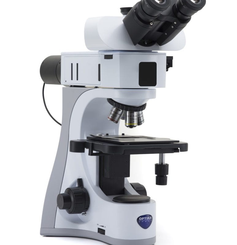 Microscop trinocular B-510 metalurgic, mărire 500x, obiective IOS PLAN MET, cap trinocular, iluminare incidentă pentru examinarea metalelor și aliajelor, observații de suprafață