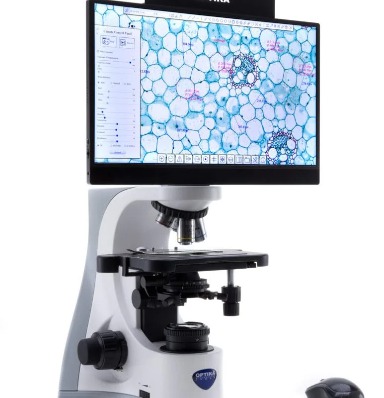 Microscop trinocular B-510 cu câmp luminos cu cameră digitală 4K Ultra HD, mărire 1000x, obiective IOS PLAN, cap trinocular, iluminare în câmp luminos, înregistrare video ultra-HD