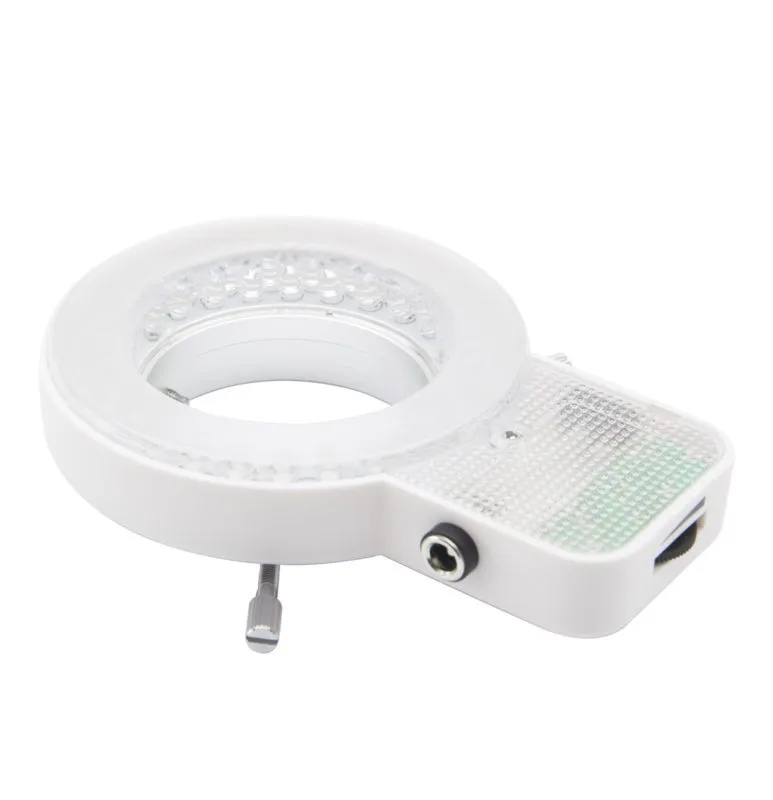 Iluminator inelar cu 56 LED-uri, tensiune de alimentare EU (230V), asigurând iluminare uniformă și de intensitate controlabilă pentru microscopie și inspecție optică de detaliu
