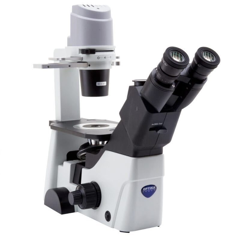 Microscop invertat cu contrast de fază IM-300, mărire 400x, cu oculare de lungă distanță de lucru plan-achromate IOS LWD PLAN, pentru observații biologice și celulare fără sistem de digitizare