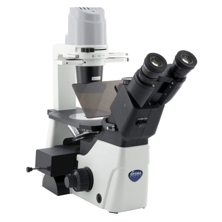 Microscop invertat IM-300 cu fluorescență LED și contrast de fază, mărire 400x, oculare de lungă distanță de lucru plan-achromate IOS LWD PLAN, cu set de filtre B&G (albastru-verde) și iluminare LED pentru aplicații de fluorescență și contrast de fază