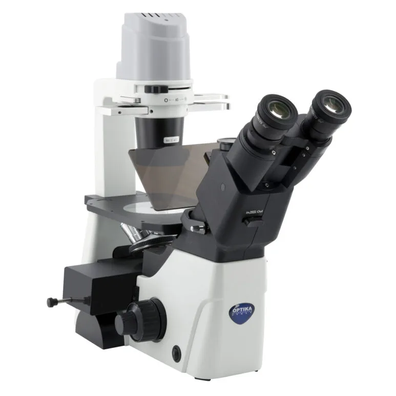 Microscop invertat IM-300 cu fluorescență LED și contrast de fază, mărire 400x, oculare de lungă distanță de lucru plan-achromate IOS LWD PLAN, cu set de filtre B&G (albastru-verde) și iluminare LED pentru aplicații de fluorescență și contrast de fază