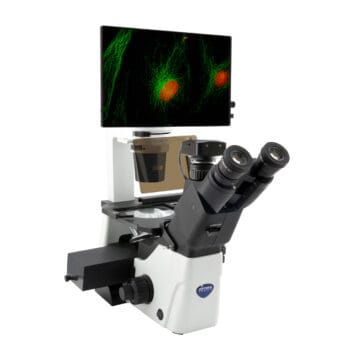 Microscop invertat IM-300 cu fluorescență LED, mărire 400x, oculare de lungă distanță de lucru plan-achromate IOS LWD PLAN F, cu 4 sloturi goale pentru seturi de filtre personalizate, iluminare LED pentru aplicații fluorescente avansate - imagine 4