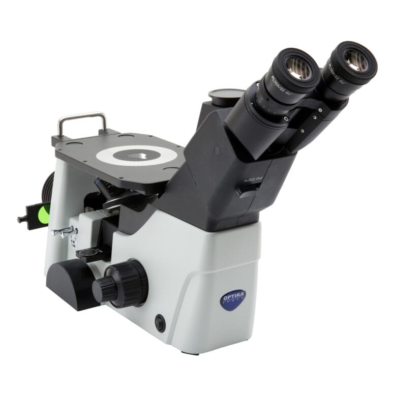 Microscop invertat metalurgic IM-300 cu iluminare LED, mărire 500x, oculare de lungă distanță de lucru plan-achromate metalografice IOS LWD PLAN MET, pentru observații în câmp luminos pe specimene metalografice poli și nepoli