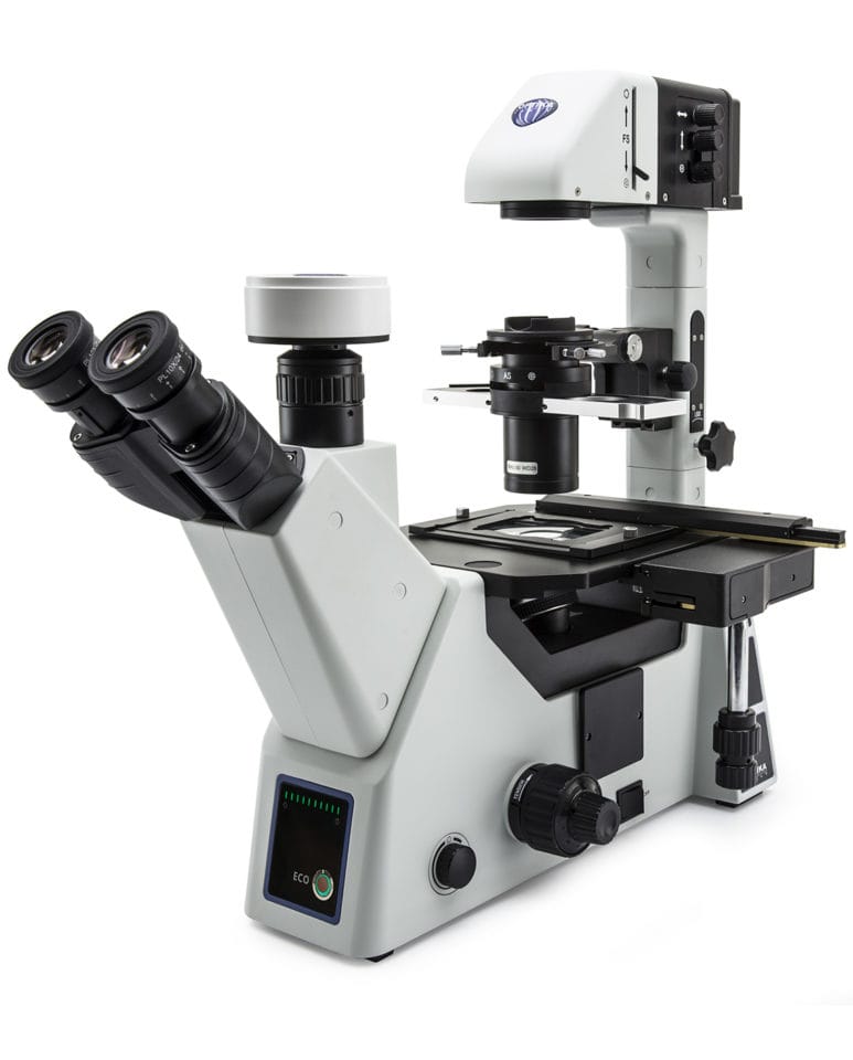 Microscop de cercetare invertat IM-5 cu contrast de fază, oculare de lungă distanță de lucru plan-achromate IOS, fără obiective incluse în livrare, pentru aplicații biologice și medicale avansate - imagine 2