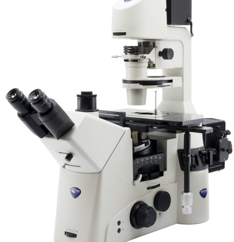 Microscop de cercetare invertat IM-7, oculare de lungă distanță de lucru plan-achromate IOS, fără obiective incluse în livrare, platformă modulară pentru aplicații de cercetare avansate în biologie, medicină și materiale