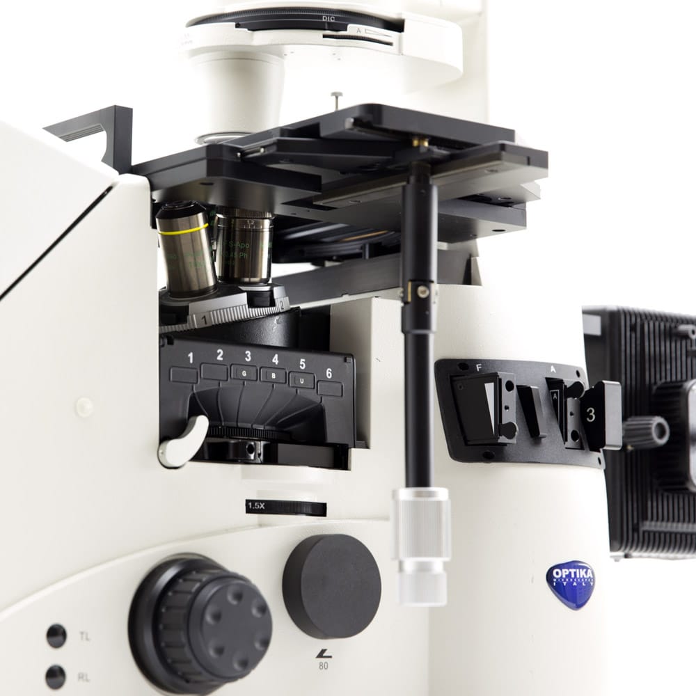 Microscop de cercetare invertat IM-7, oculare de lungă distanță de lucru plan-achromate IOS, fără obiective incluse în livrare, platformă modulară pentru aplicații de cercetare avansate în biologie, medicină și materiale - imagine 2