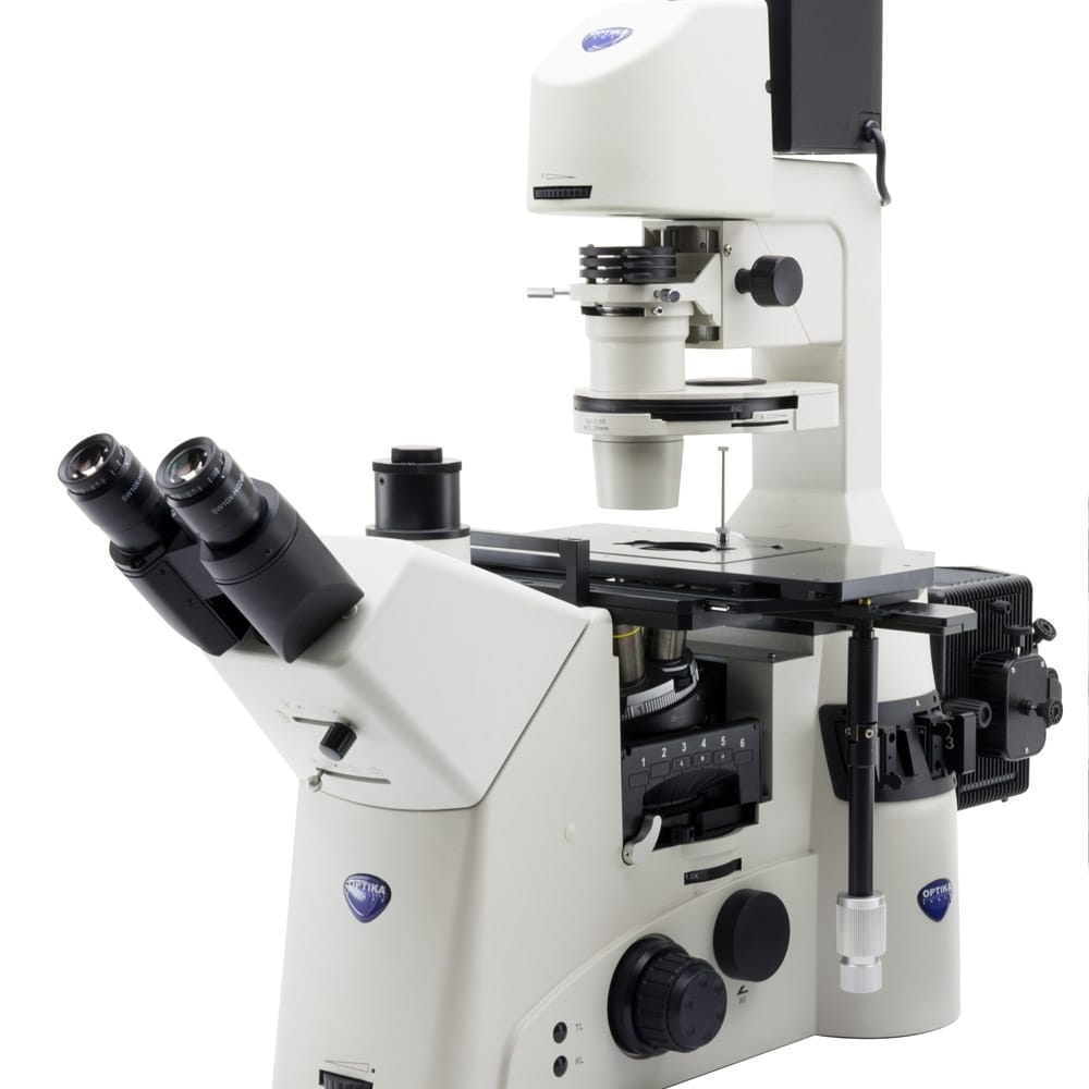 Microscop de cercetare invertat IM-7, oculare de lungă distanță de lucru plan-achromate IOS, fără obiective incluse în livrare, platformă modulară pentru aplicații de cercetare avansate în biologie, medicină și materiale - imagine 3