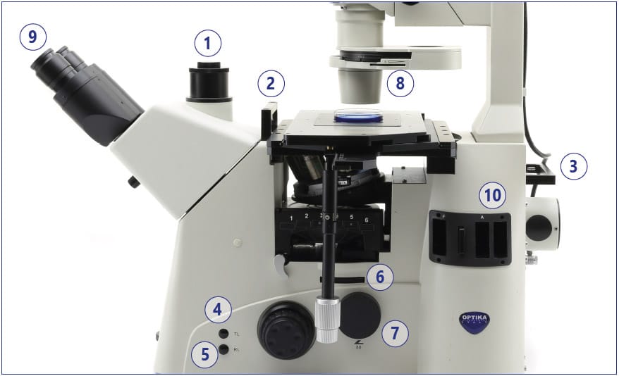 Microscop de cercetare invertat IM-7, oculare de lungă distanță de lucru plan-achromate IOS, fără obiective incluse în livrare, platformă modulară pentru aplicații de cercetare avansate în biologie, medicină și materiale - imagine 4