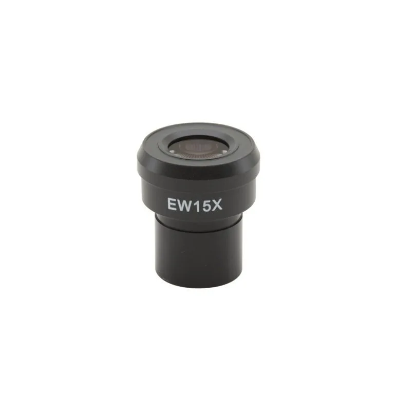 Ocular microscopic EW cu mărire 15x, cu inel de cauciuc, diametru 23mm, pentru observații cu mărire crescută în microscopie optică