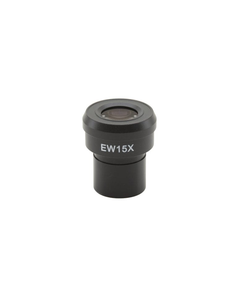 Ocular microscopic EW cu mărire 15x, cu inel de cauciuc, diametru 23mm, pentru observații cu mărire crescută în microscopie optică
