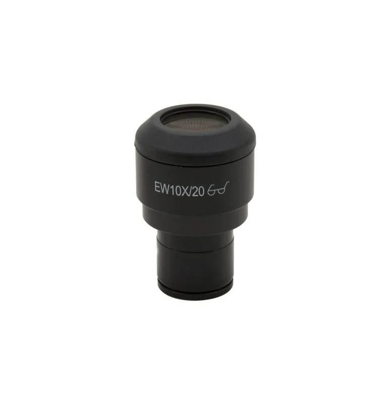 Ocular microscopic EW micrometric cu mărire 10x, punct de vizualizare ridicat (high eyepoint), cu inel de cauciuc, diametru 23mm, cu reticul micrometric pentru măsurători precise