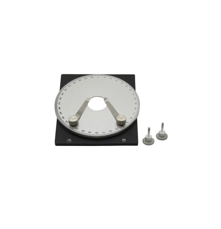 Platforma rotativă pentru set de polarizare, compatibilă cu scena microscopului de dimensiuni 150x139mm, cu rotație continuă pentru observații în diferite unghiuri