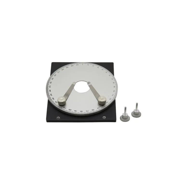 Platforma rotativă pentru set de polarizare, compatibilă cu scena microscopului de dimensiuni 150x139mm, cu rotație continuă pentru observații în diferite unghiuri
