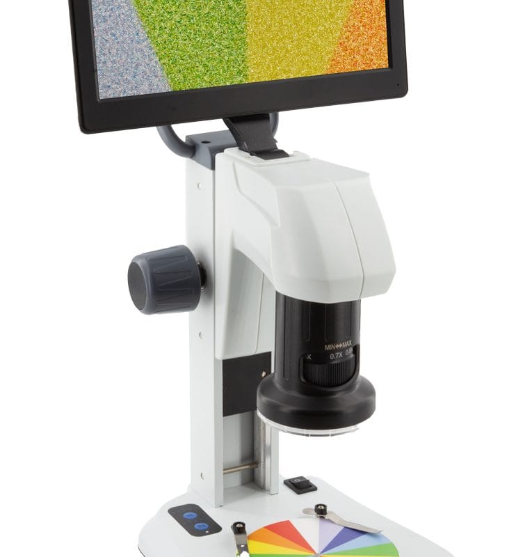 Microscop cu zoom digital SFX, mărire 8x-54x, ecran monitor 9", iluminare LED incidenă și transmisă, pentru inspectie detaliată și documentare vizuală cu capacitate de mărire continuă și afișaj digital mare