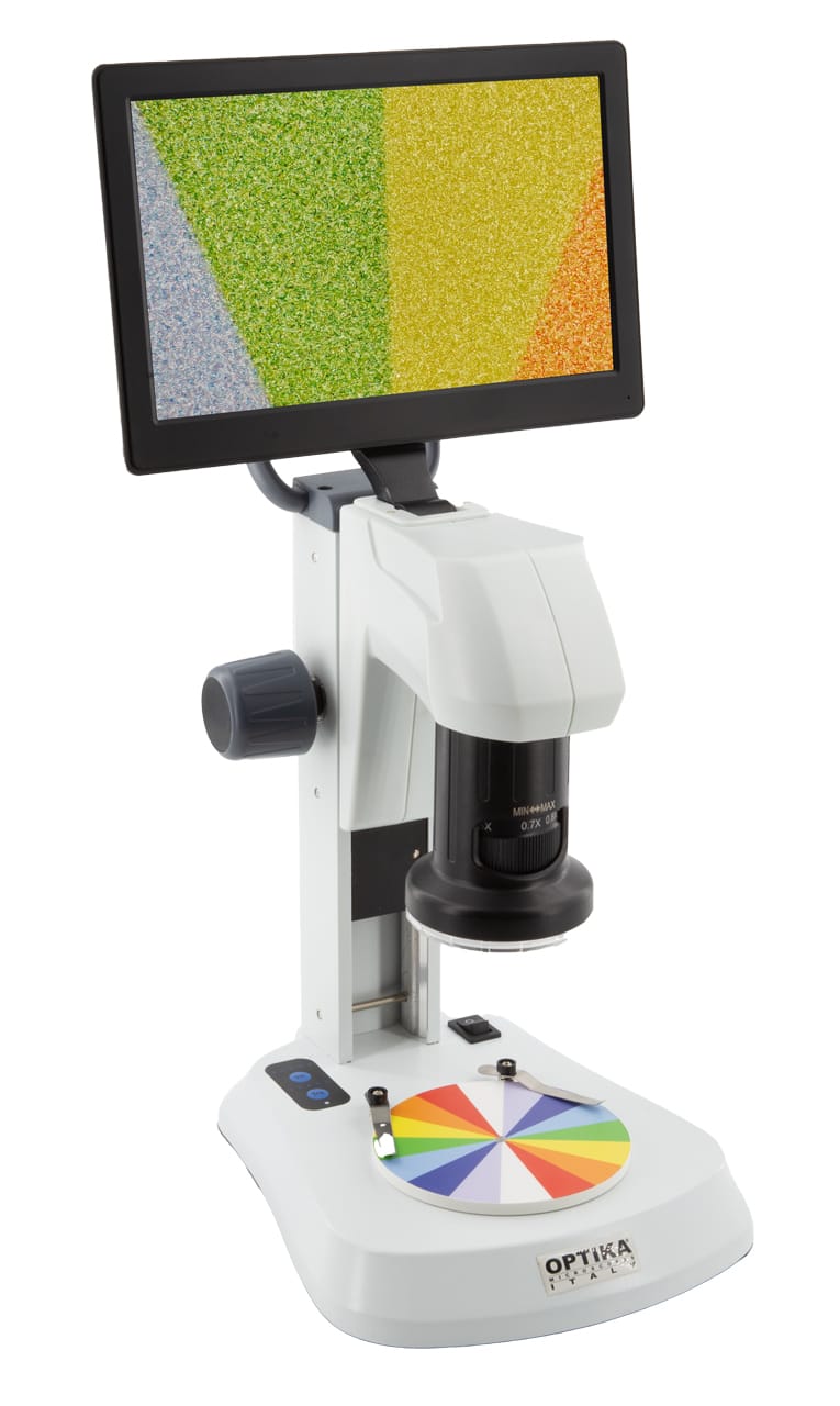 Microscop cu zoom digital SFX, mărire 8x-54x, ecran monitor 9", iluminare LED incidenă și transmisă, pentru inspectie detaliată și documentare vizuală cu capacitate de mărire continuă și afișaj digital mare