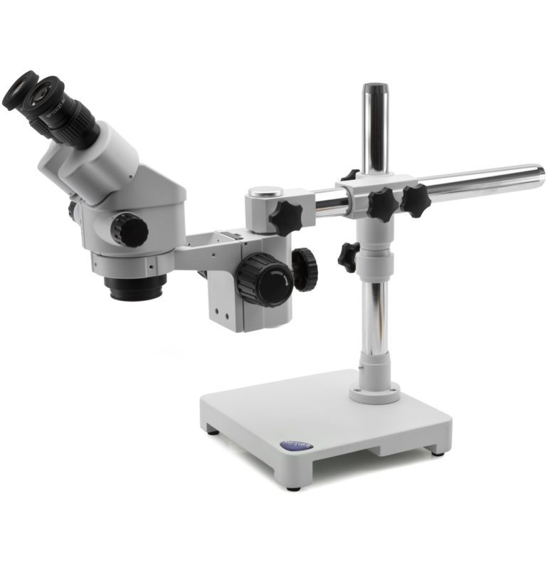 Stereomicroscop SLX biniociular cu mărire 7x-45x, raport de zoom 6,43:1, suport cu braț suspendat