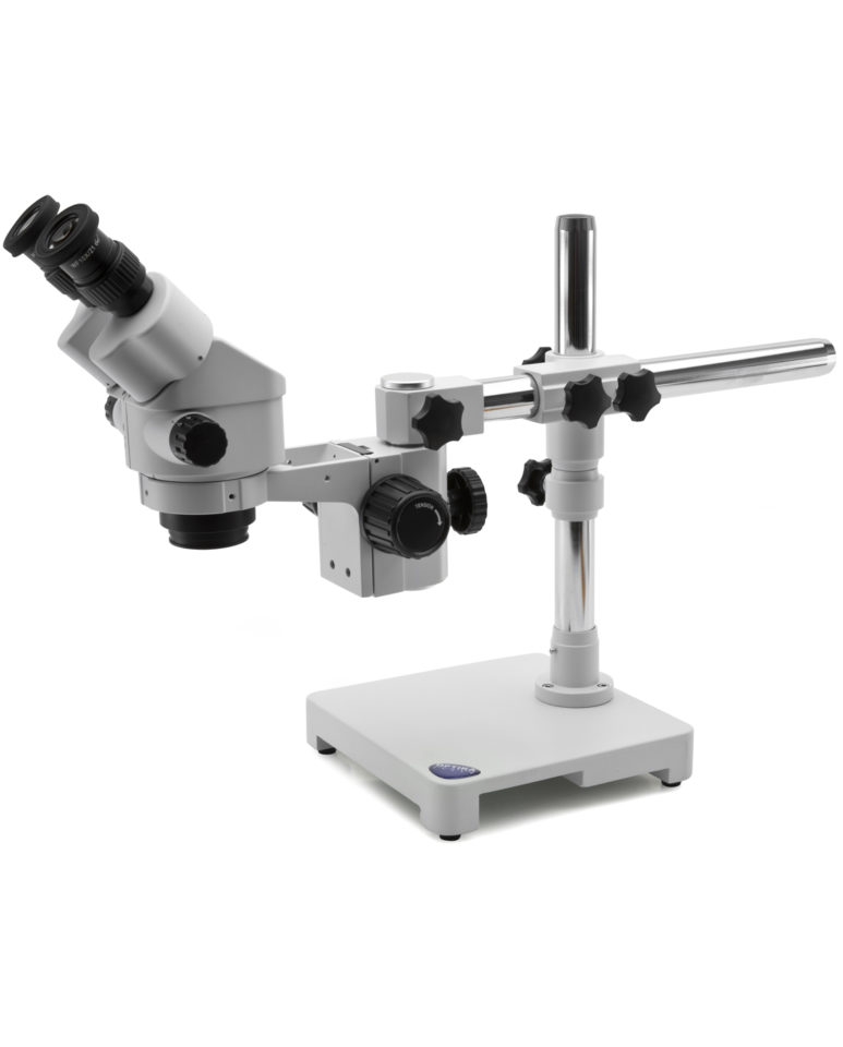 Stereomicroscop SLX biniociular cu mărire 7x-45x, raport de zoom 6,43:1, suport cu braț suspendat