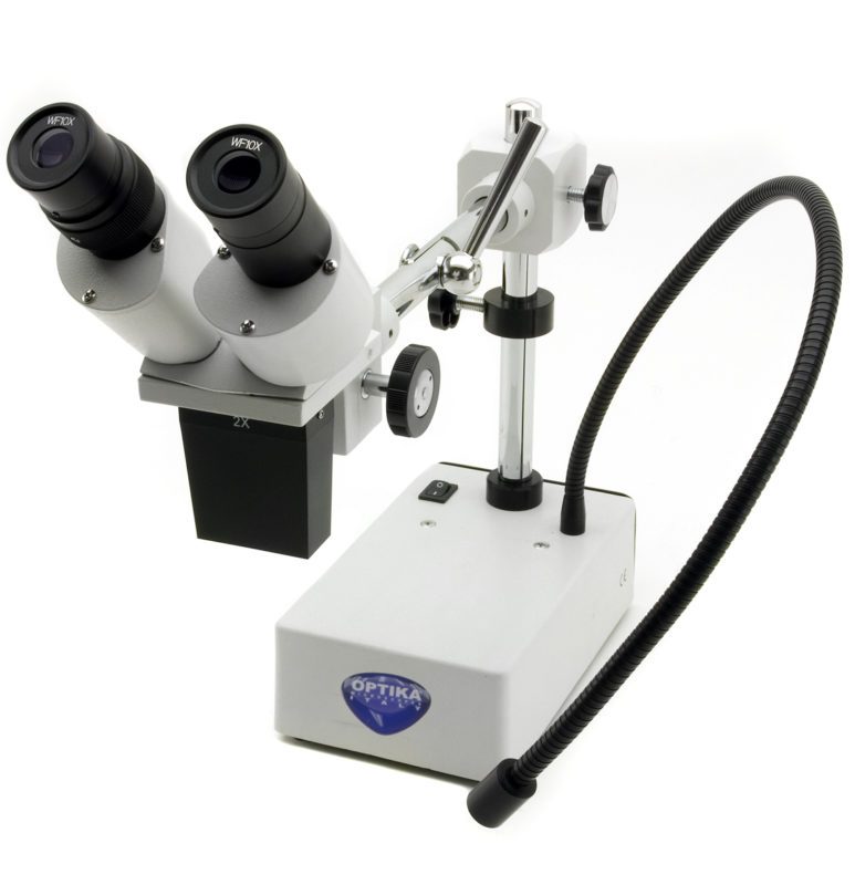 Stereomicroscop binocular ST-50, mărire 20x, iluminare LED incidenă, suport inelar cu braț suspendant, pentru observații ergonomice și confortabile în inspecție și microscopie la măriri medii